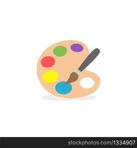 Palette with paints and brush icon isolated on white background. Vector EPS 10