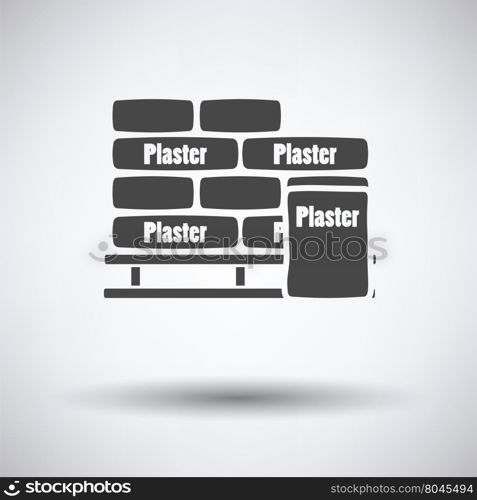 Palette with plaster bags icon on gray background, round shadow. Vector illustration.