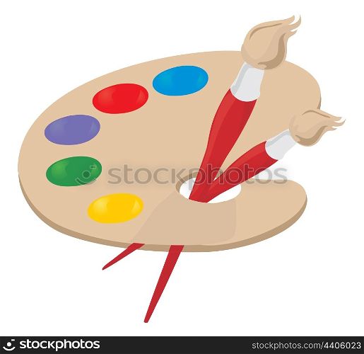 Palette2. Palette of the artist and brush. A vector illustration