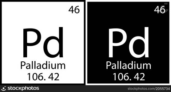 Palladium chemical sign. Square frames. Flat art. Mendeleev table. Science structure. Vector illustration. Stock image. EPS 10.. Palladium chemical sign. Square frames. Flat art. Mendeleev table. Science structure. Vector illustration. Stock image.