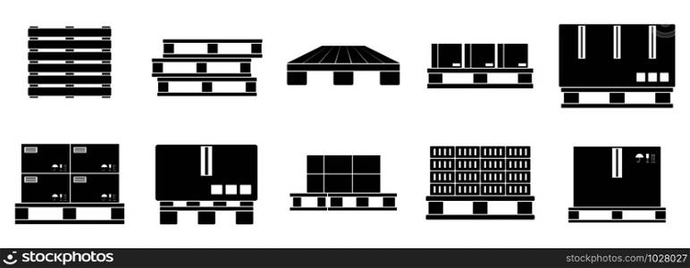Pallet tray icons set. Simple set of pallet tray vector icons for web design on white background. Pallet tray icons set, simple style