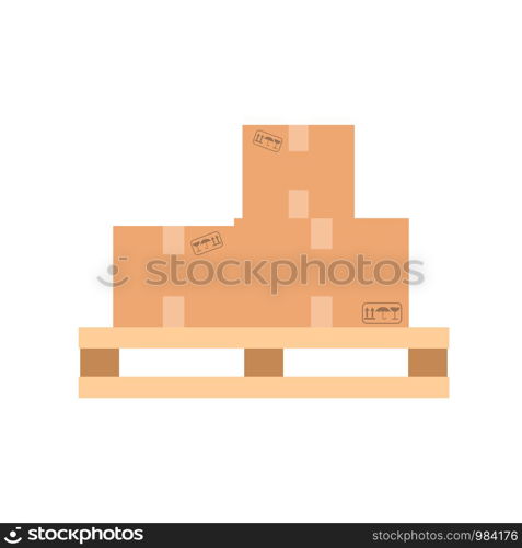 pallete with boxes. Flat icon. Vector illustration. pallete with boxes