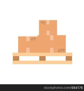 pallete with boxes. Flat icon. Vector illustration. pallete with boxes