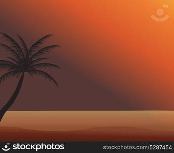 Palm in the sunset. Vector illustration. EPS 10.