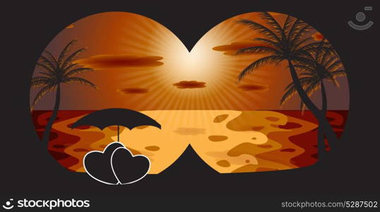 Palm in the sunset. Vector illustration. EPS 10.