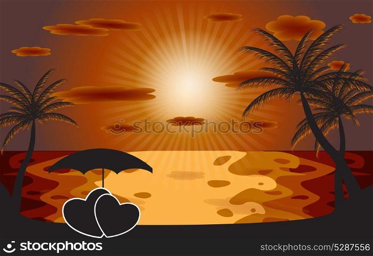Palm in the sunset. Vector illustration. EPS 10.
