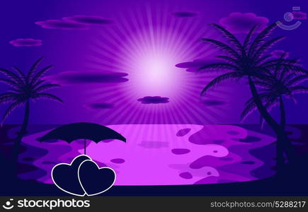 Palm in the sunset. Vector illustration. EPS 10.