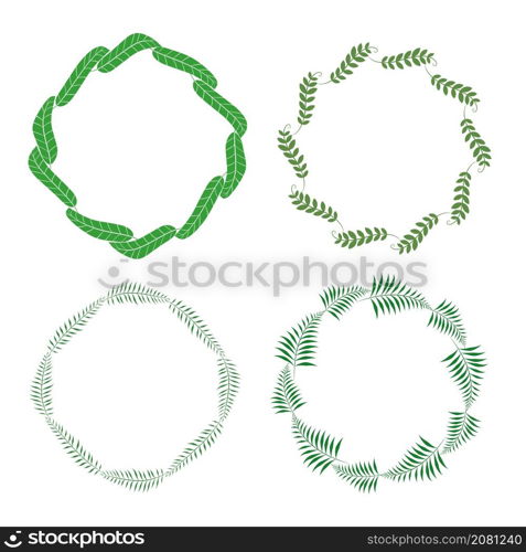 Palm leaf floral border or frame set, plant leaf silhouette and tropical palms frond. Coconut leaf branch, tropical jungle beach tree frond