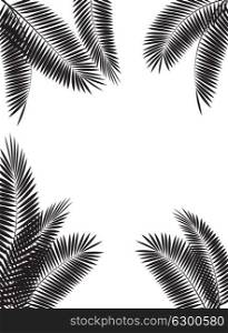 Palm Leaf on Black Background Vector Illustration EPS10. Palm Leaf Vector Illustration