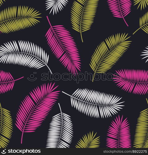 Palm leaf seamless pattern background vector image