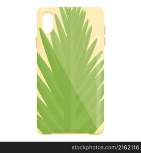 Palm leaf smartphone cover icon cartoon vector. Phone case. Mobile cell. Palm leaf smartphone cover icon cartoon vector. Phone case