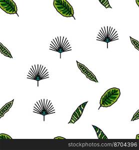 palm leaf summer plant green vector seamless pattern thin line illustration. palm leaf summer plant green vector seamless pattern