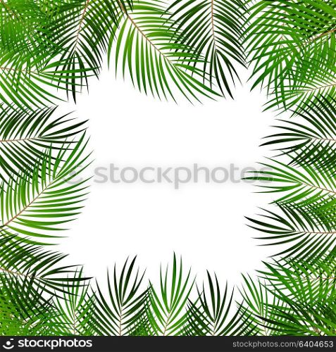 Palm Leaf Vector Background with White Frame Illustration EPS10. Palm Leaf Vector Background with White Frame Illustration
