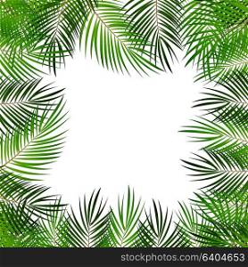 Palm Leaf Vector Background with White Frame Illustration EPS10. Palm Leaf Vector Background with White Frame Illustration