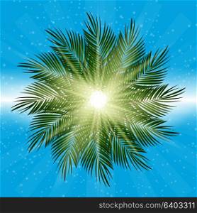 Palm Leaf Vector on blue Background Illustration EPS10. Palm Leaf Vector Background Illustration