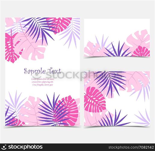 Palm leaves background. Vector illustration of colorful palm leaves background. Exotic invitations