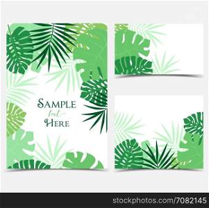 Palm leaves background. Vector illustration of green palm leaves background. Exotic invitations