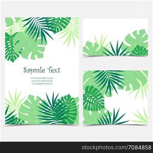 Palm leaves backgrounds. Vector illustration of green palm leaves background. Exotic invitations