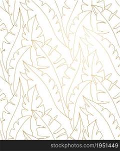 Palm leaves gold pattern. Palm leaves seamless pattern vector. Lina art illustration.. Palm leaves gold pattern. Palm leaves seamless pattern vector. Lina art illustration. Shirting textile pattern of vector banana leaves. EPS 10