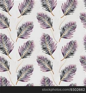 Palm leaves silhouette on the gray background. Vector seamless pattern with tropical plants.. Palm leaves silhouette on the gray background.