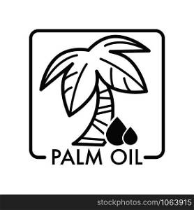 Palm oil with oily liquid and tree with branches vector isolated icon of exotic ingredient cosmetic creams and lotions products for skin hair and body care aromatic production with natural component.. Palm oil with oily liquid and tree with branches