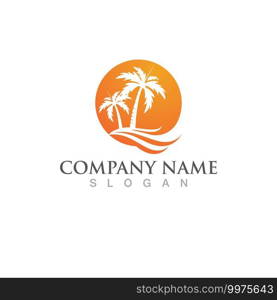 Palm or coconut  tree summer logo template vector illustration