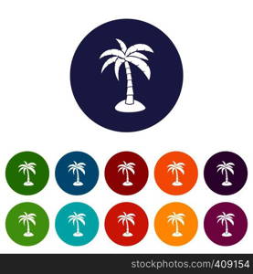 Palm set icons in different colors isolated on white background. Palm set icons