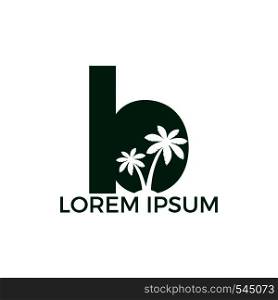 Palm tree and letter B vector logo design. Travel and beach sign logo concept.