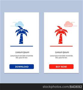 Palm, Tree, Brazil Blue and Red Download and Buy Now web Widget Card Template