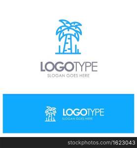 Palm, Tree, Brazil Blue Logo Line Style