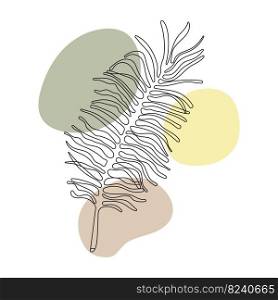 Palm tree, fern line vector. Botanical prints boho vector for wall art . Bohemian style with line art foliage. Minimalist abstract plant branch art boho design for cover, poster, wallpaper.. Palm tree, fern line vector. Botanical prints boho vector for wall art .