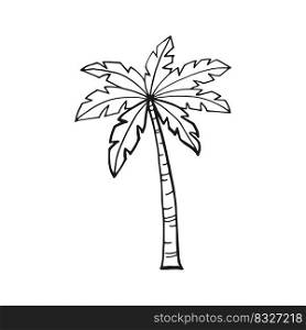 Palm tree. Hand drawn vector illustration. Line art style isolated isolated on white background.