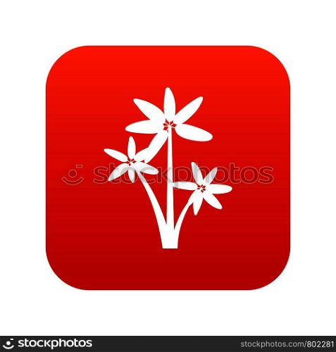 Palm tree icon digital red for any design isolated on white vector illustration. Palm tree icon digital red