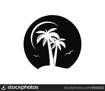 Palm tree icon of summer and travel logo vector illustration design