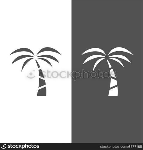 Palm tree icon on a black and white background. Vector illustration