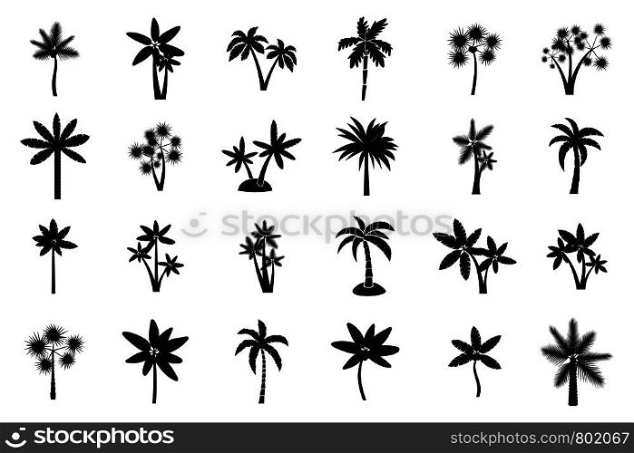 Palm tree icon set. Simple set of palm tree vector icons for web design isolated on white background. Palm tree icon set, simple style