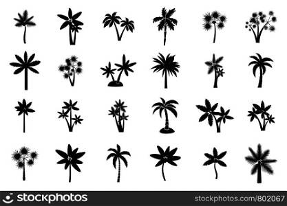 Palm tree icon set. Simple set of palm tree vector icons for web design isolated on white background. Palm tree icon set, simple style