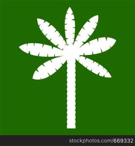 Palm tree icon white isolated on green background. Vector illustration. Palm tree icon green