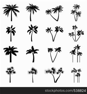 Palm tree icons set in simple style for any design. Palm tree icons set, simple style