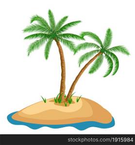 palm tree in island isolated on white background. Vector illustration in flat style. palm tree in island on isolated background