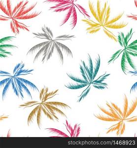 Palm tree leaf seamless pattern in colors