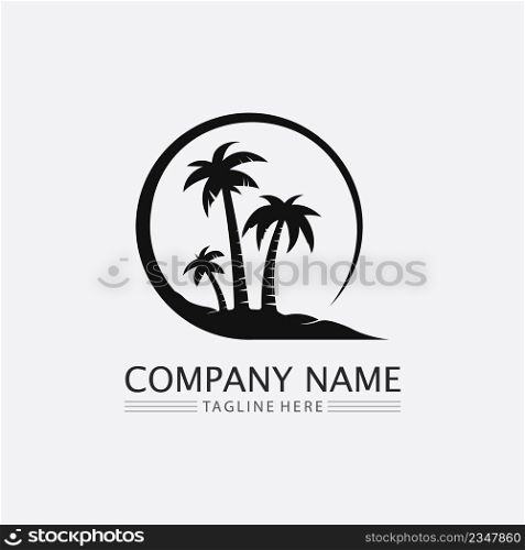 Palm tree∑mer and troπcal design logo template vector illustration