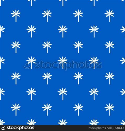 Palm tree pattern repeat seamless in blue color for any design. Vector geometric illustration. Palm tree pattern seamless blue