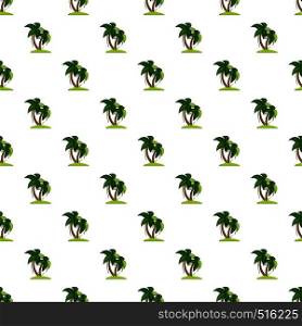 Palm tree pattern seamless repeat in cartoon style vector illustration. Palm tree pattern