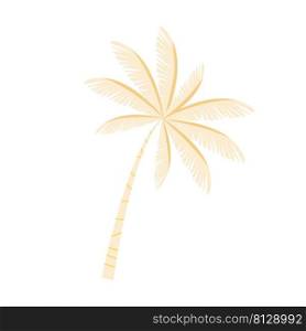 Palm tree semi flat color vector element. Full sized object on white. Seaside vacation. Tropical and jungle plant simple cartoon style illustration for web graphic design and animation. Palm tree semi flat color vector element