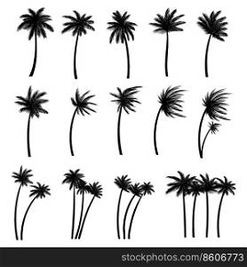 Palm tree silhouette set collection vector illustration