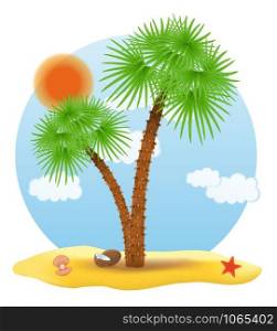 palm tree stands on the sand vector illustration isolated on white background
