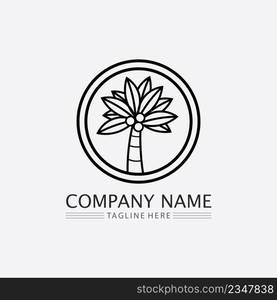 Palm tree summer and tropical design logo template vector illustration