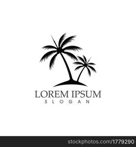 Palm tree summer coconut tree logo vector
