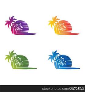 Palm tree summer logo template icon set